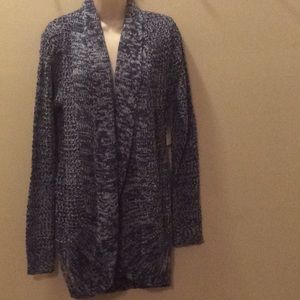 NEW BOBBIE BROOKS CABLE KNIT CARDIGAN NAVY & WHITE, L